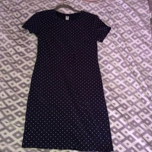 Navy Blue and White Polka Dot Dress